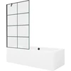 Vonia Mexen Cube su apdaila ir stiklo sienele, 180x80 cm + 100 cm, Baltas+Juodas grid