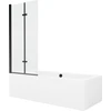 Vonia Mexen Cube su apdaila ir stiklo sienele, 180x80 cm + 80 cm (II), Baltas+Juodas/Transparent