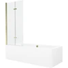 Vonia Mexen Cube su apdaila ir stiklo sienele, 180x80 cm + 80 cm (II), Baltas+Gold/Transparent