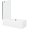 Vonia Mexen Cube su apdaila ir stiklo sienele, 170x80 cm + 90 cm, Baltas+Juodas/Transparent
