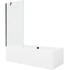 Vonia Mexen Cube su apdaila ir stiklo sienele, 180x80 cm + 80 cm, Baltas+Juodas/Transparent