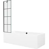 Vonia Mexen Cube su apdaila ir stiklo sienele, 180x80 cm + 50 cm, Baltas+Juodas grid