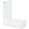 Vonia Mexen Cube su apdaila ir stiklo sienele, 180x80 cm + 100 cm, Baltas+Chrome/Transparent