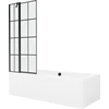 Vonia Mexen Cube su apdaila ir stiklo sienele, 170x80 cm + 80 cm, Baltas+Juodas grid