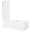 Vonia Mexen Cube su apdaila ir stiklo sienele, 180x80 cm + 70 cm, Baltas+Chrome/Transparent