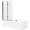 Vonia Mexen Cube su apdaila ir stiklo sienele, 180x80 cm + 100 cm (II), Baltas+Juodas/Transparent