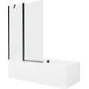 Vonia Mexen Cube su apdaila ir stiklo sienele, 170x80 cm + 120 cm, Baltas+Juodas/Transparent