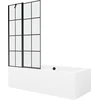 Vonia Mexen Cube su apdaila ir stiklo sienele, 180x80 cm + 100 cm, Baltas+Juodas grid