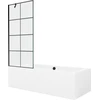 Vonia Mexen Cube su apdaila ir stiklo sienele, 180x80 cm + 80 cm, Baltas+Juodas grid