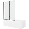 Vonia Mexen Cubik su apdaila ir stiklo sienele, 150x70 cm + 120 cm (II), Baltas+Juodas/Transparent