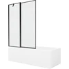 Vonia Mexen Cubik su apdaila ir stiklo sienele, 150x70 cm + 120 cm, Baltas+Juodas frame