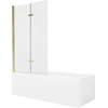 Vonia Mexen Cubik su apdaila ir stiklo sienele, 160x70 cm + 100 cm (II), Baltas+Gold/Transparent