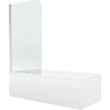 Vonia Mexen Cubik su apdaila ir stiklo sienele, 150x70 cm + 75 cm, baltas+I/swing/chrome