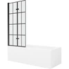 Vonia Mexen Cubik su apdaila ir stiklo sienele, 170x70 cm + 80 cm (II), Baltas+Juodas grid