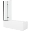 Vonia Mexen Cubik su apdaila ir stiklo sienele, 170x70 cm + 80 cm (II), Baltas+Juodas/Transparent