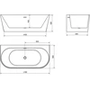 Vonia Mexen Oval+, 170 x 80 cm, Baltas + Juodas persipylimas