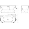Vonia Mexen Oval, 170x80 cm, Baltas+Chrome