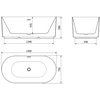 Vonia Mexen Paola, 150 x 75 cm, Baltas gloss + Brushed gun pilka persipylimas