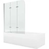 Vonia Mexen Vega su apdaila ir stiklo sienele, 160x70 cm + 120 cm, baltas+III/fold/chrome