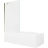 Vonia Mexen Vega su apdaila ir stiklo sienele, 170x70 cm + 100 cm, Baltas+Gold/Transparent