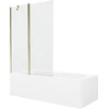 Vonia Mexen Vega su apdaila ir stiklo sienele, 180x80 cm + 120 cm, Baltas+Gold/Transparent