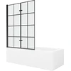 Vonia Mexen Vega su apdaila ir stiklo sienele, 170x70 cm + 120 cm (II), Baltas+Juodas grid