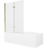 Vonia Mexen Vega su apdaila ir stiklo sienele, 150x70 cm + 120 cm (II), Baltas+Gold/Transparent