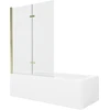 Vonia Mexen Vega su apdaila ir stiklo sienele, 170x70 cm + 120 cm (II), Baltas+Gold/Transparent