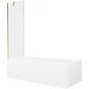 Vonia Mexen Vega su apdaila ir stiklo sienele, 160x70 cm + 60 cm, Baltas+Gold/Transparent