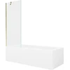 Vonia Mexen Vega su apdaila ir stiklo sienele, 180x80 cm + 70 cm, Baltas+Gold/Transparent