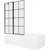 Vonia Mexen Vega su apdaila ir stiklo sienele, 170x70 cm + 120 cm, Baltas+Juodas grid