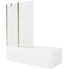 Vonia Mexen Vega su apdaila ir stiklo sienele, 160x70 cm + 120 cm, Baltas+Gold/Transparent