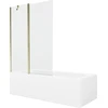 Vonia Mexen Vega su apdaila ir stiklo sienele, 150x70 cm + 120 cm, Baltas+Gold/Transparent