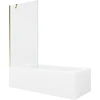 Vonia Mexen Vega su apdaila ir stiklo sienele, 150x70 cm + 90 cm, Baltas+Gold/Transparent