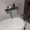 Vonios kambario lentynėlė su rankšluosčių kabykla Rea SF01, 60 cm, Juodas matt