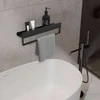 Vonios kambario lentynėlė su rankšluosčių kabykla Rea SF01, 45 cm, Juodas matt