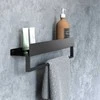 Vonios kambario lentynėlė su rankšluosčių kabykla Rea SF01, 60 cm, Juodas matt