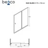 Vonios sienelė (durys) Besco Duo Slide Chrome II, 170 x 150 cm