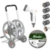 Žarnos vežimėlis su žarna ir priedais Bradas Baltas LINE Sidabrinis PRO SET, 1/2 20m
