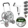 Žarnos vežimėlis su žarna ir priedais Bradas Baltas LINE Sidabrinis PRO SET, 1/2 50m