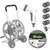 Žarnos vežimėlis su žarna ir priedais Bradas Baltas LINE Sidabrinis PRO SET, 1/2 30m
