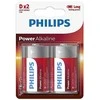 PHILIPS POWER vienkartinės šarminės D baterijos, 2 vnt. pakuotė