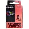 Casio originali etikečių spausdintuvo juostelė, Casio, XR-6RD1, juoda druk/raudona įdėklas, nelaminuotas, 8m, 6mm