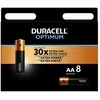 Duracell Optimum vienkartinės šarminės AA baterijos, 8 vnt. pakuotė