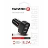 Swissten Automobilis Triple Premium USB 2.1A + 2.1A + 1A Juodas