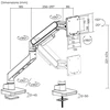 Laikiklis Powerton ERGO MONOA Regulowany uchwyt na monitorius, balta, 2-20KG, zacisk, 17"- 49", 75x75/100x100