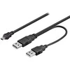 Logo USB kabelis (2.0), 2x USB A (M) - miniUSB (M), 0.6m, juoda, blister, EOL