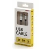 Logotipas USB kabelis (2.0), USB A M - microUSB (M), 2m, 480 Mb/s, 5V/1A, sidabrinė, dėžutė, nailono pynė, aliuminio jungties dangtelis