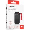 Kietasis diskas SSD Zewnętrzny Verbatim Pocket SSD Juodas/Raudona, 32192, 1000GB, raudona, M.2, zawiera kabelis USB C, USB-C