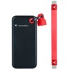 Kietasis diskas SSD Zewnętrzny Verbatim Pocket SSD Juodas/Raudona, 32192, 1000GB, raudona, M.2, zawiera kabelis USB C, USB-C